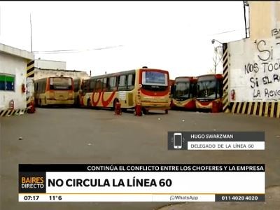 Continúa sin circular la línea 60