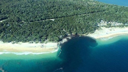 Video: un agujero se "traga" parte de una playa en Australia