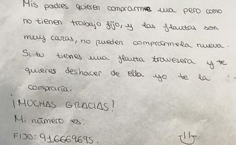 #EsViral: la carta de la niña que pide ayuda para seguir aprendiendo música