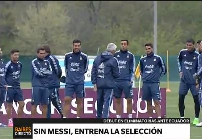 La selección entrena sin Messi