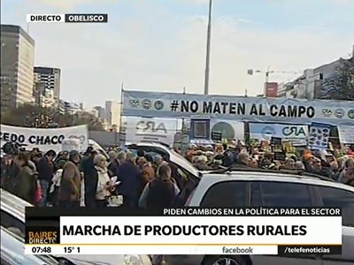 Protesta de productores agropecuarios en el Obelisco