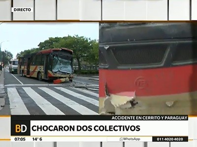 Fuerte choque entre dos colectivos de la misma línea que circulaban fuera de servicio