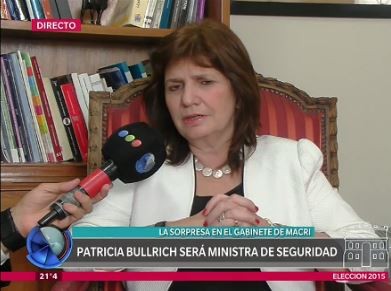 Macri designó a Patricia Bullrich como ministra de Seguridad