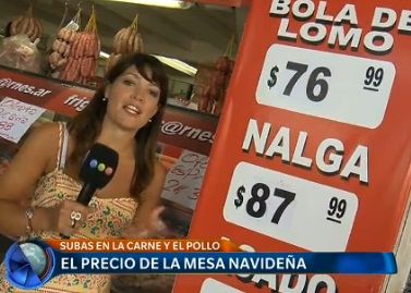 Fuerte subas en el pollo y la carne