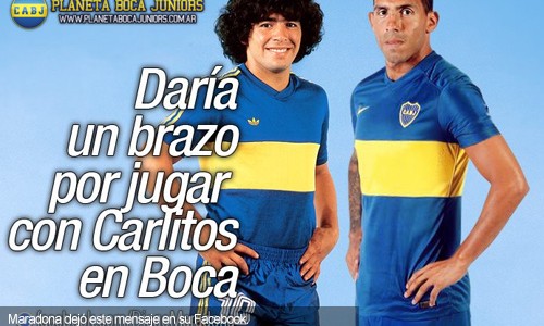 Maradona daría un brazo por jugar con Tevez en Boca