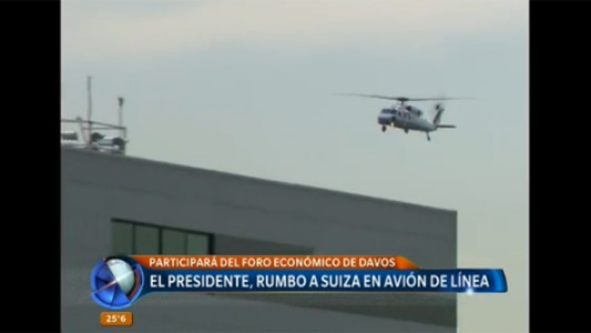 El Presidente, rumbo a Suiza en un avión de línea