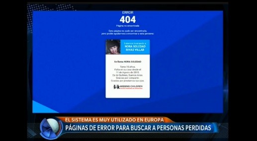 Usarán las páginas de error en internet para la búsqueda de personas extraviadas