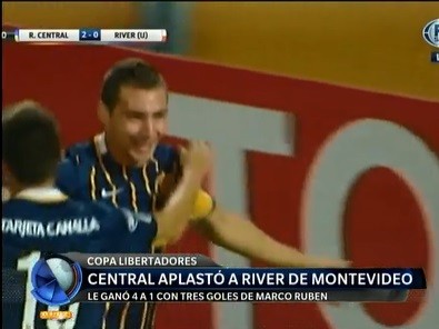 Con tres goles de Marco Ruben Central goleó por la Libertadores