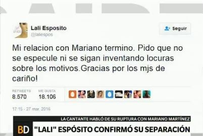 Lali Espósito confirmó su separación