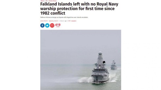 Un medio inglés asegura que "el Reino Unido dejó a Malvinas sin protección por primera vez desde la guerra"