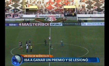 Día de miércoles: iba a ganar un premio y se lesionó