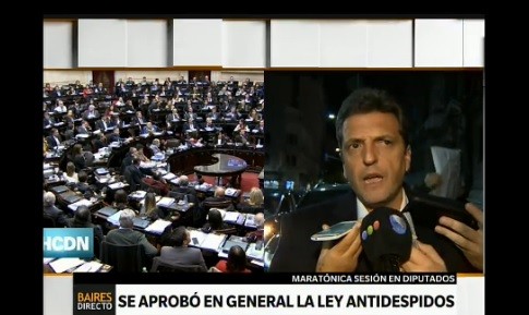 Massa, tras aprobarse la ley antidespidos: "Macri tiene que escuchar la necesidad de los trabajadores"