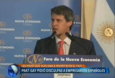 Prat Gay pidió disculpas a empresarios españoles