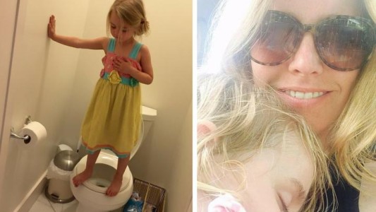 Le sacó una foto a su hija arriba del inodoro, pensó que era graciosa pero escondía un drama