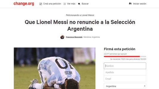 #NoTeVayasLio: ya hay más de 40.000 firmas para que Messi no deje la Selección