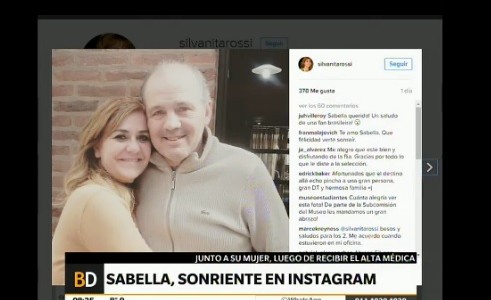 Sabella, sonriente en Instagram
