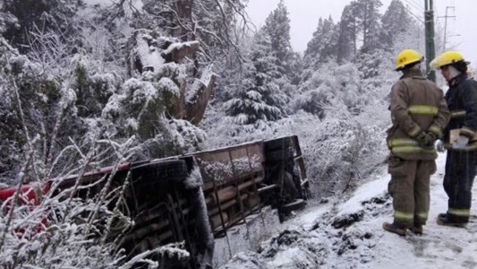 Volcó un colectivo con niños en Bariloche: los salvó de la caída un árbol