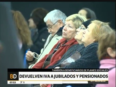 Devuelven el IVA a jubilados y pensionados