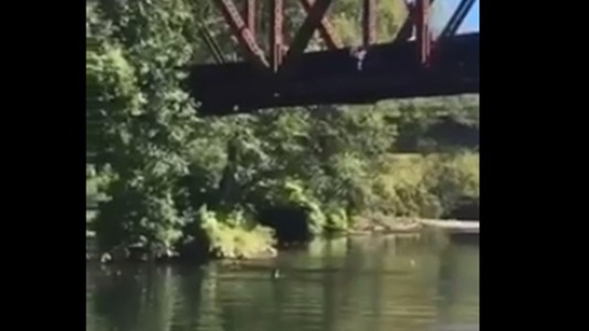 Dramático video: lanzó desde un puente a un nene de 4 años