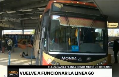 Al mediodía vuelve a funcionar la línea 60