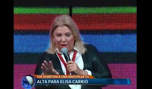 Carrió "está bien" y hoy le dan el alta tras la angioplastía