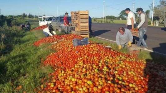 Productores correntinos arrojaron tomates a la ruta para protestar por la crisis en el sector
