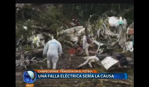 Una falla eléctrica sería la causa de la caída del avión del Chapecoense