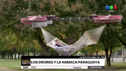 #EsViral Una hamaca paraguaya levantada por drones