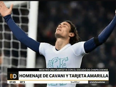 El homenaje de Cavani al Chapecoense que terminó en tarjeta amarilla