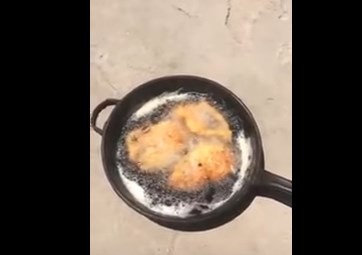 Santiago del Estero: frieron una milanesa sobre el pavimento