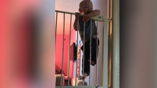El bebé "Houdini" que explotó en las redes sociales: no hay reja que se le resista