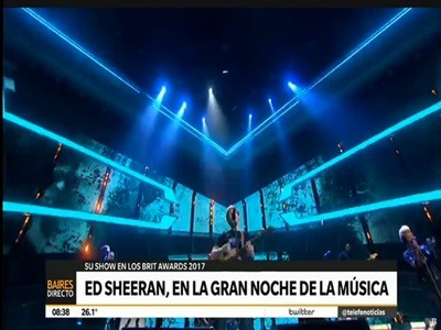 Ed Sheeran en la entrega de los Brit Awards