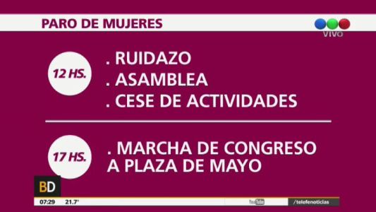 #ParoDeMujeres Se prevé ruidazo y movilización a Plaza de Mayo