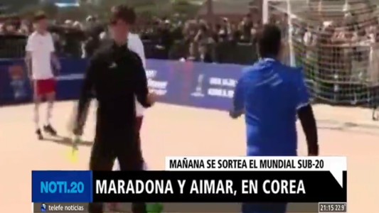 Maradona y Aimar, en Corea