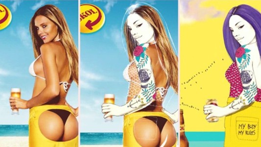 Una marca de cerveza le pidió a mujeres que intervengan sus publicidades machistas