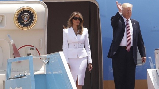 Donald Trump llegó a Tel Aviv para su primera visita a Israel y Palestina