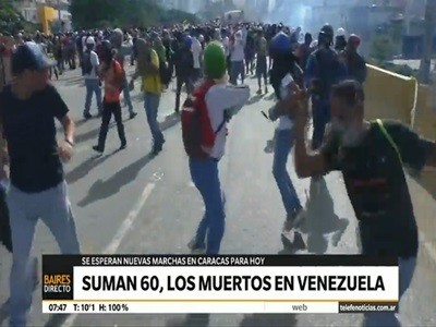 Son 60 los muertos en Venezuela