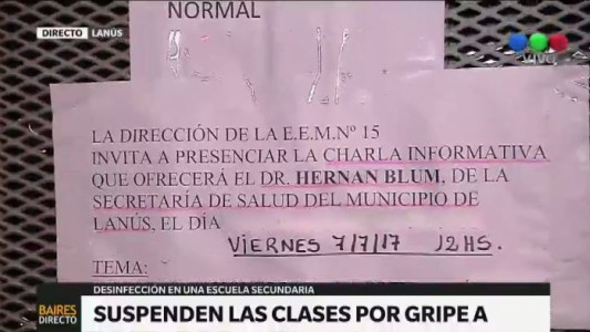 Suspenden las clases en una escuela de Lanús por Gripe A