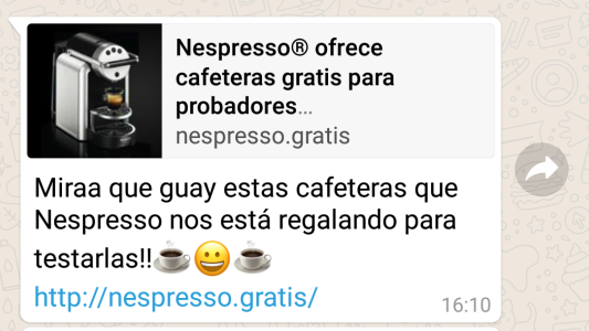"Cafeteras gratis": la cadena trucha que circula por WhatsApp que NO tenés que compartir