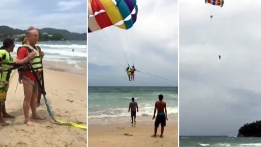 Estaba de vacaciones en Tailandia, se cayó de un paracaídas y murió: su esposa grabó todo