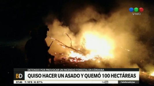 No logró controlar el fuego del asado y terminó por incendiar 100 hectáreas de campo