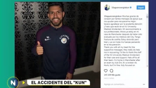 El mensaje del Kun Agüero después del choque que le fracturó una costilla