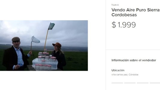Venden frascos con aire de las sierras cordobesas