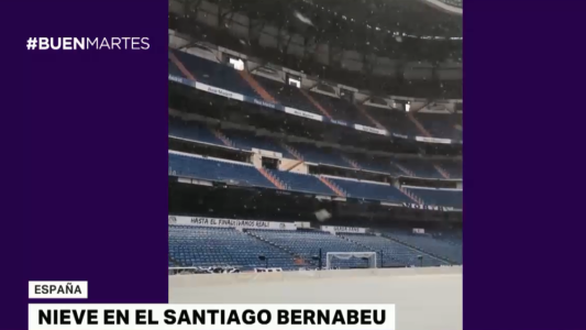 España: nieve en el Santiago Bernabeu