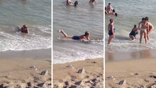 El video viral de "las señoras que no pueden salir del agua" que la rompe en las redes y genera polémica