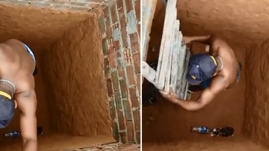 #EsViral Quiso rescatar a un gato que estaba atrapado en un pozo y sucedió algo impensado