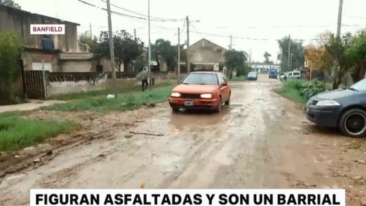 Calles de Banfield que figuran asfaltada y son un barrial