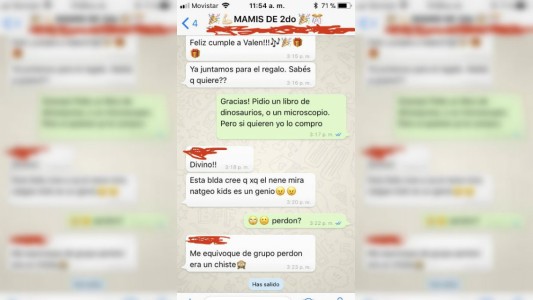 La tortura del whatsapp de "mamis y papis": se equivocó de chat y criticó a un nene del grado