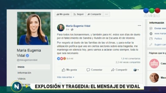 Vidal sobre la tragedia de la escuela de Moreno: "Vamos a aclarar todo lo que sea necesario"