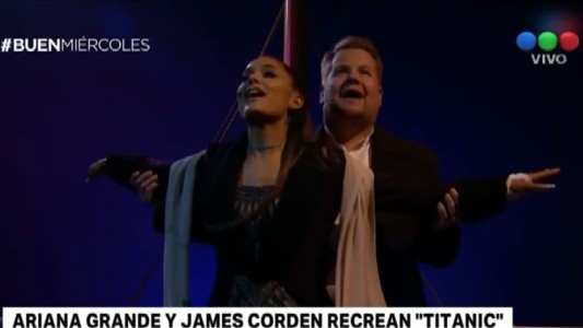 Ariana Grande y James Corden recrearon escenas de "Titanic"